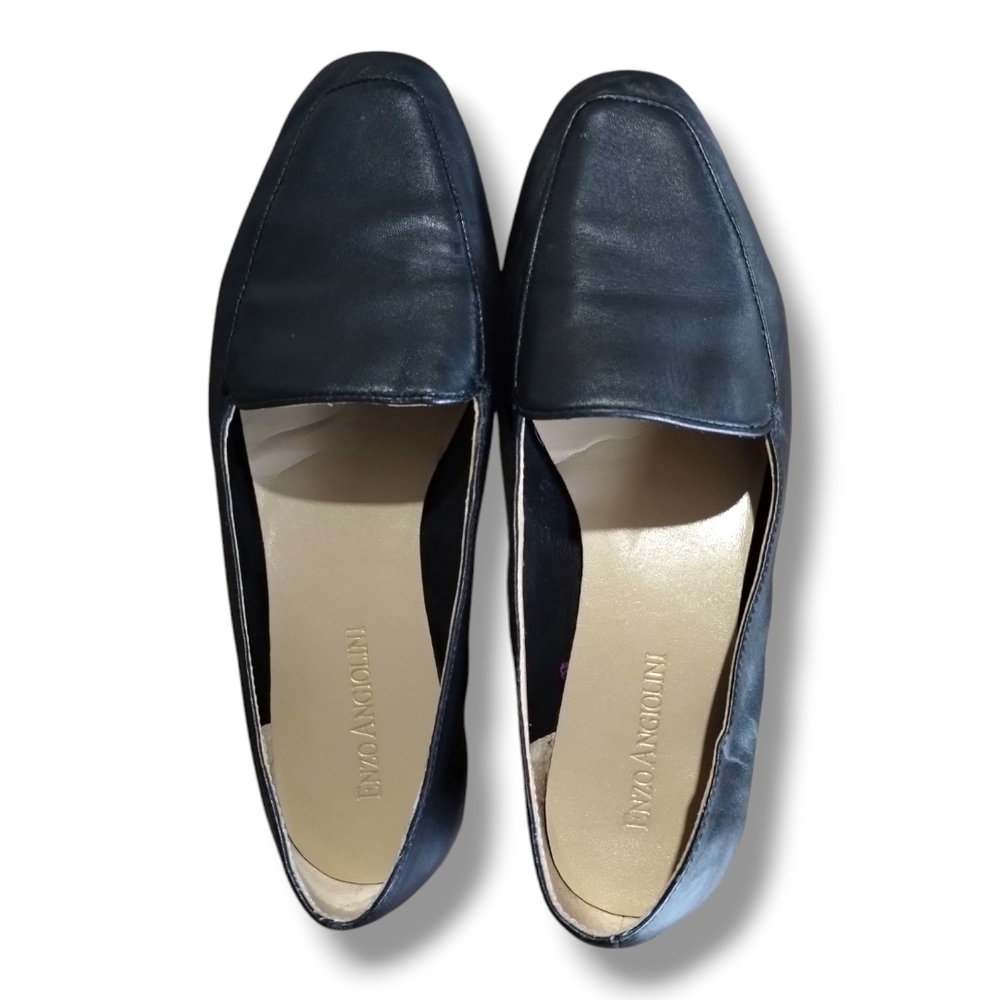 Enzo Angiolini Lorell Black Leather Minimalist Loafers Women's 6